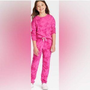 Cat & Jack - Kids' Tie-dye Jogger Pants Size L, XL Dark Pink